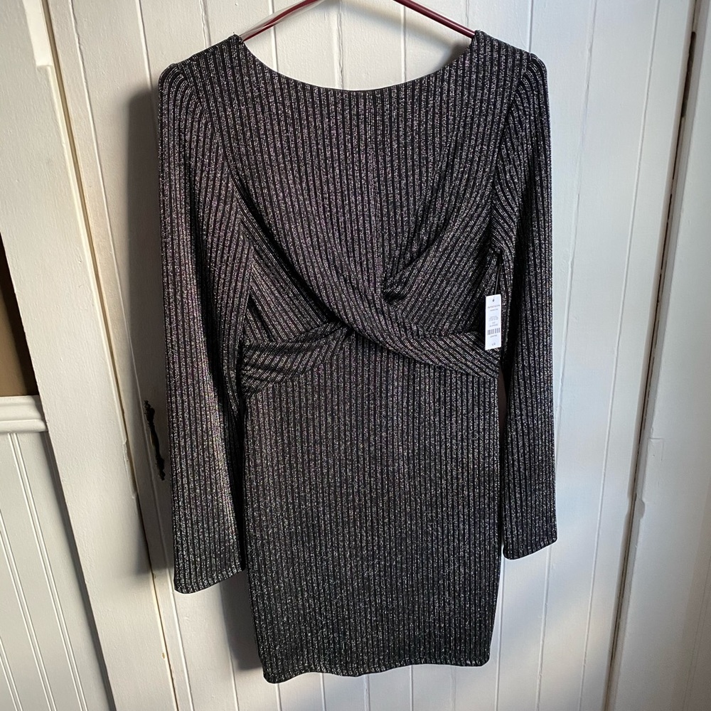 Twisted metallic dress with open back
